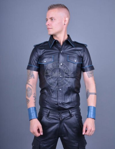 Leather Shirt - Blue Piping