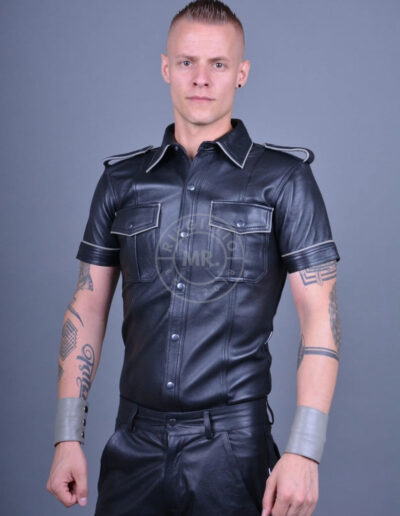 Leather Shirt - Grey Piping