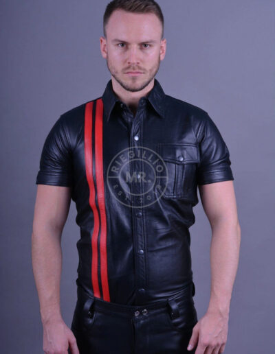 Leather Shirt- Red Stripes