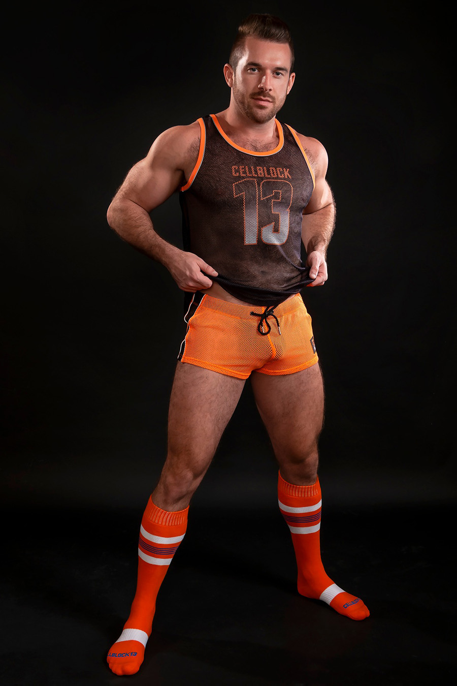orange tank and shorts
